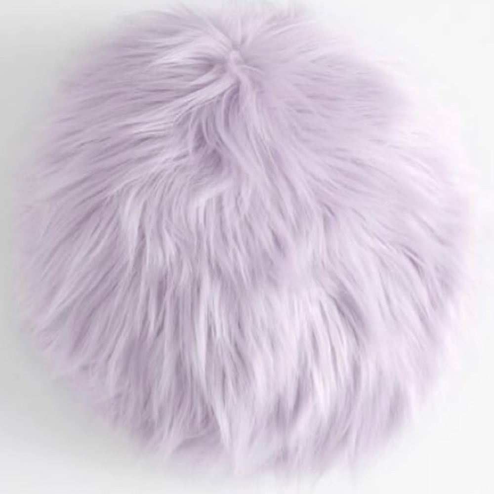 boho faux Mongolian fur pillow pouf lavender🐰